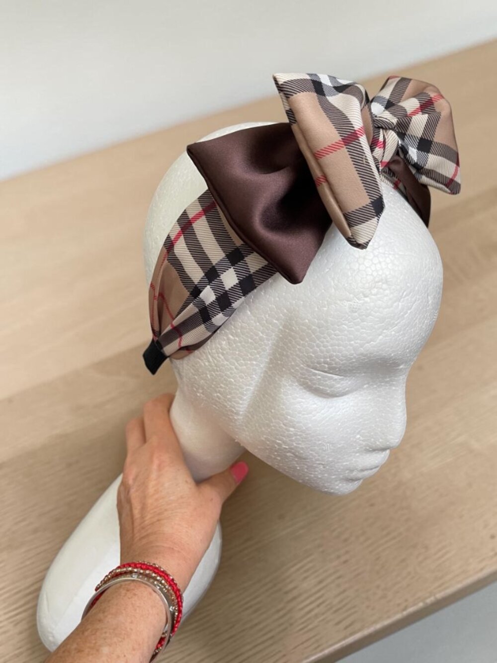 NEW Plaid Double Layer Bow Knot  Hairband - Picture 3 of 6
